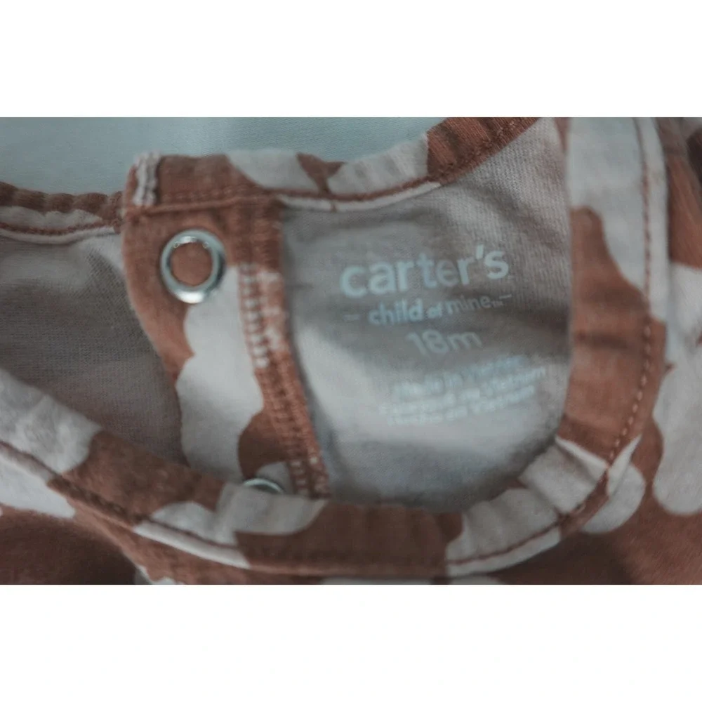 Carters‎ Child Of Mine Brown Pattern Romper 18M Cotton Blend